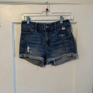 Hollister Jean Shorts Womens Size 0 High Rise Cuffed Blue Denim